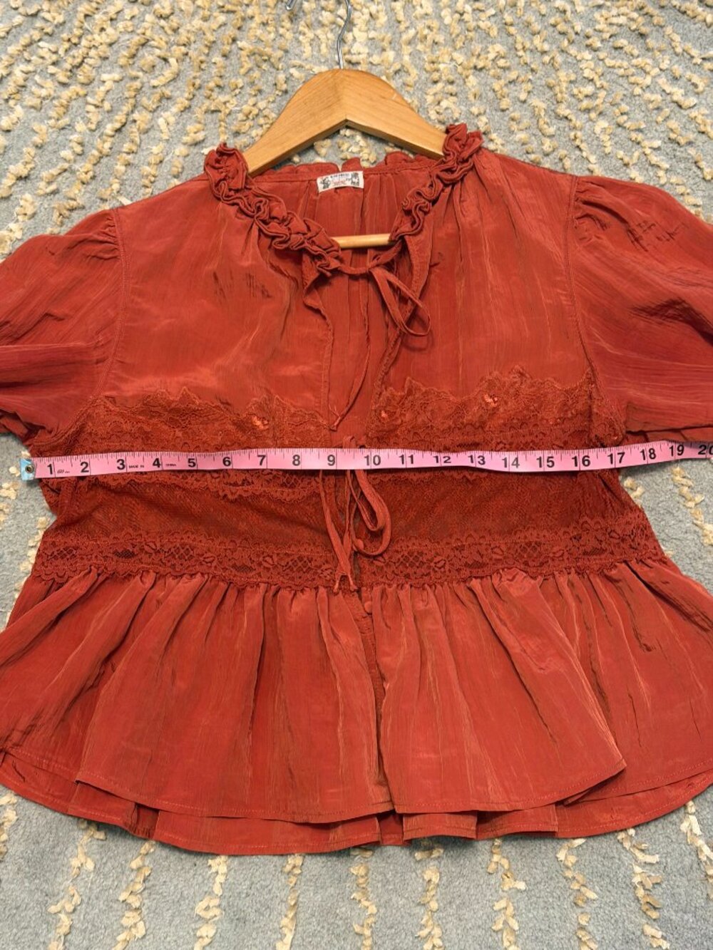 Free People Intimately Forever Young Bed Jacket Red XS Lace Sheer Romantic - Picture 12 of 14